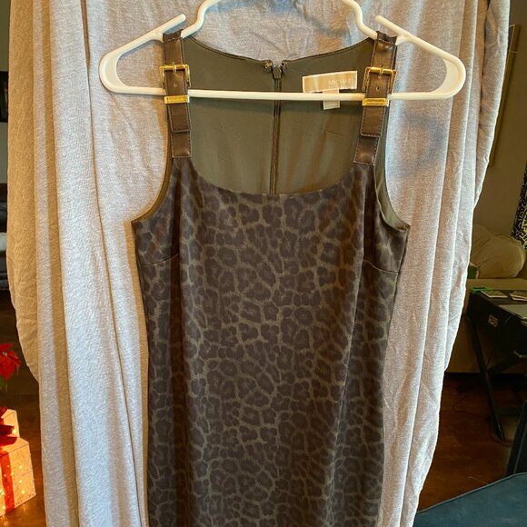 MICHAEL Michael Kors Dresses & Skirts - MICHAEL KORS Brown & Beige Print Leather Strap Buckle Dress XS